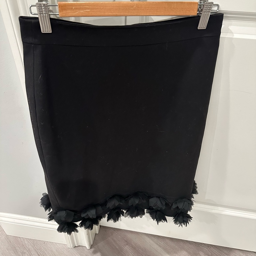 Black Pencil Skirt with Floral Hem Size 6